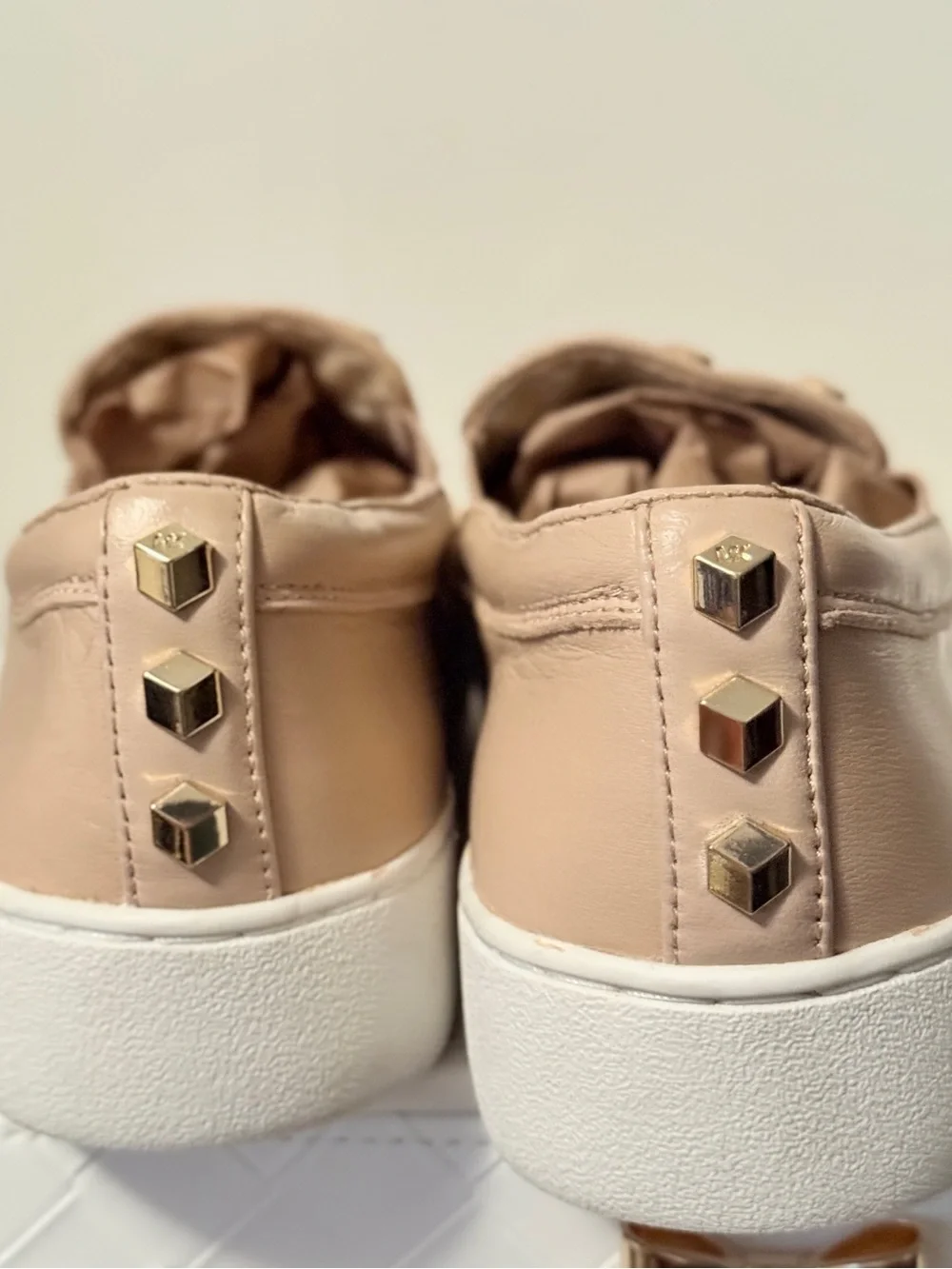MICHAEL Michael Kors Keaton Studded Leather Slip On Sneakers Blush Pink Gold 9M